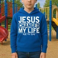 Jesus Changed My Life Asked Me How Christ Devotee Jesus Kids Hoodie thumb 2