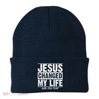 Jesus Changed My Life Ask Me How Beanie thumb 0