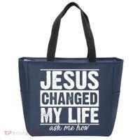 Jesus Changed My Life Ask Me How Tote Bag thumb 0
