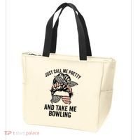 Just Call Me Pretty And Take Me Bowling Funny Mom Bowler Tote Bag thumb 3