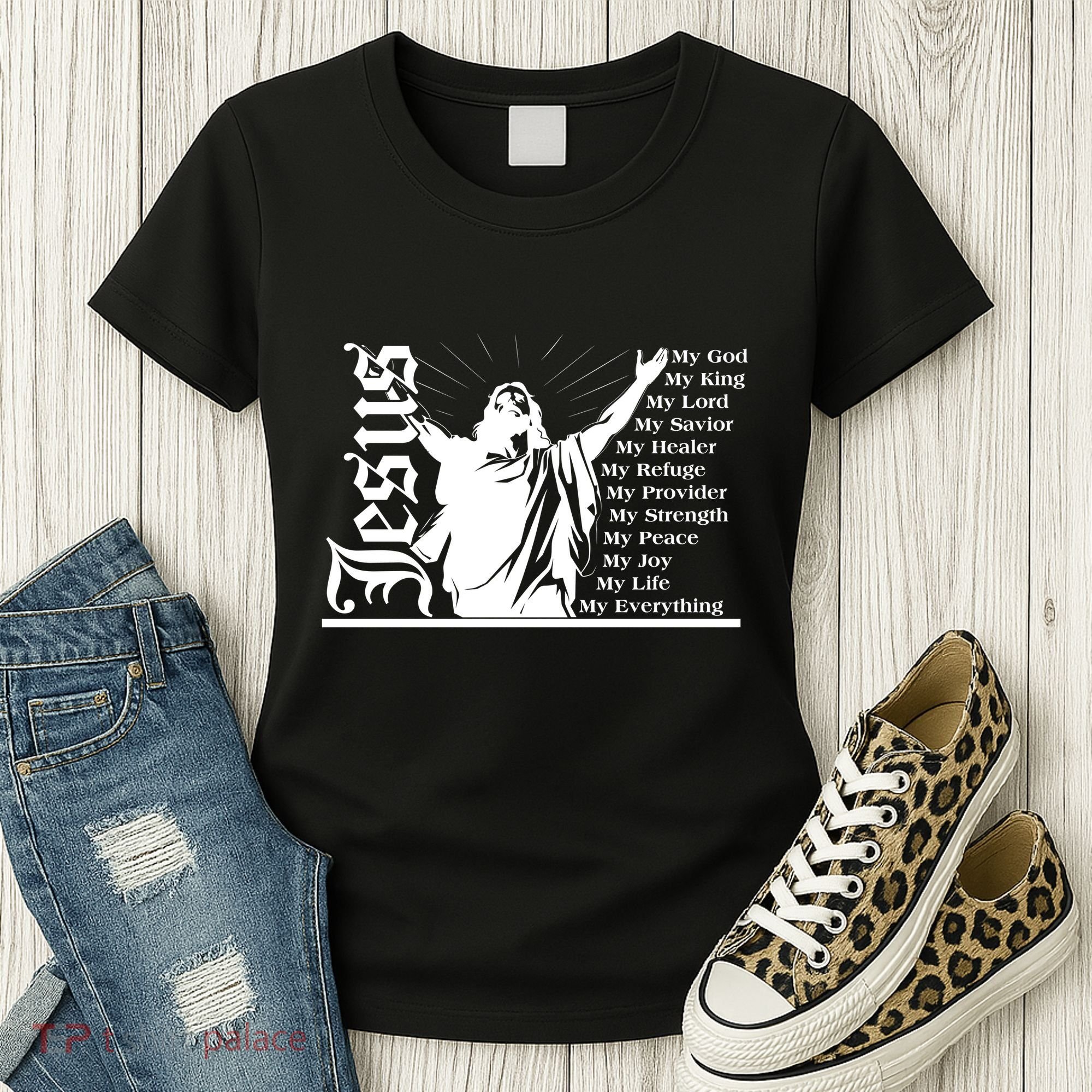 Jesus Christ My God King Lord Savior Strength Prayer Women's T-Shirt