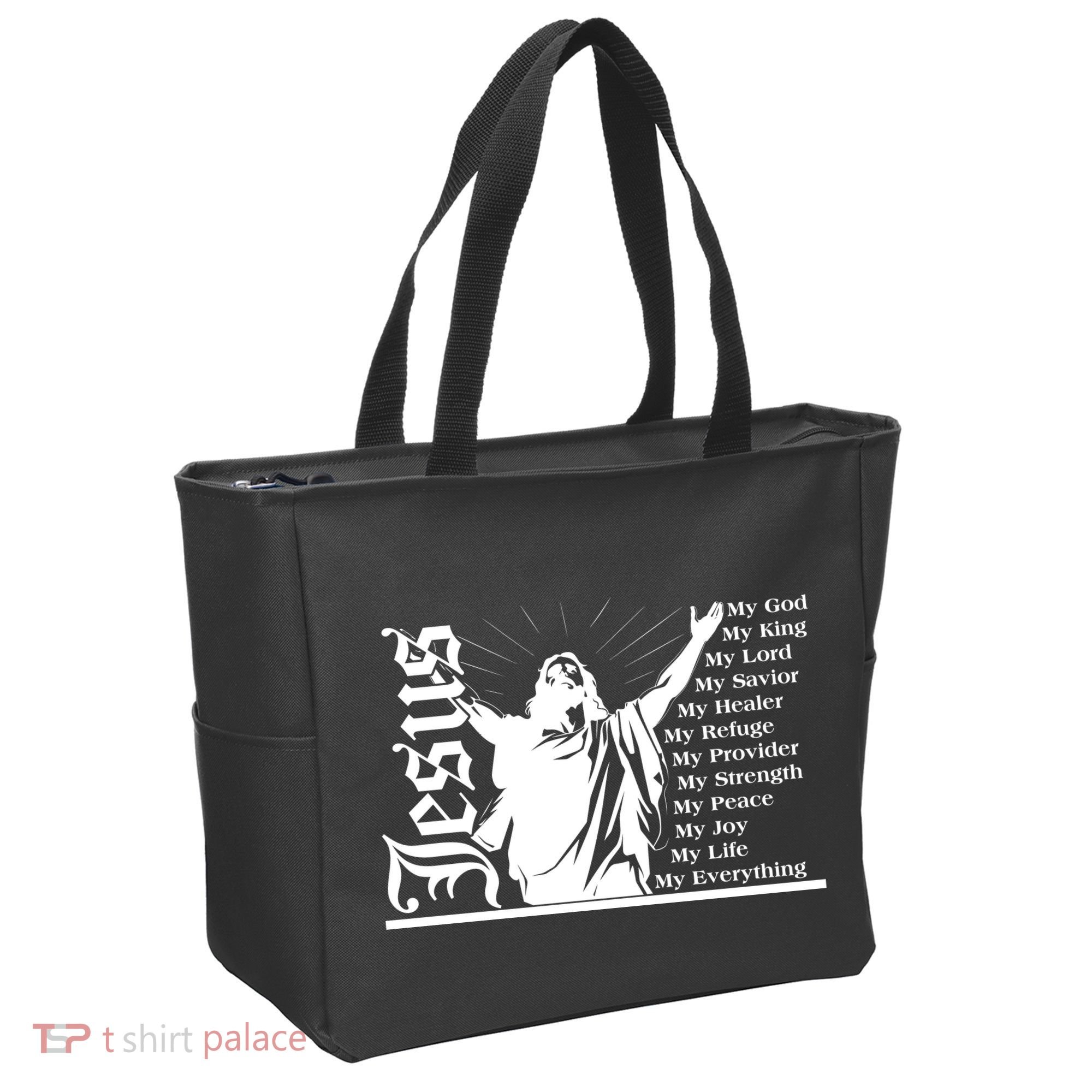 Jesus Christ My God King Lord Savior Strength Prayer Tote Bag