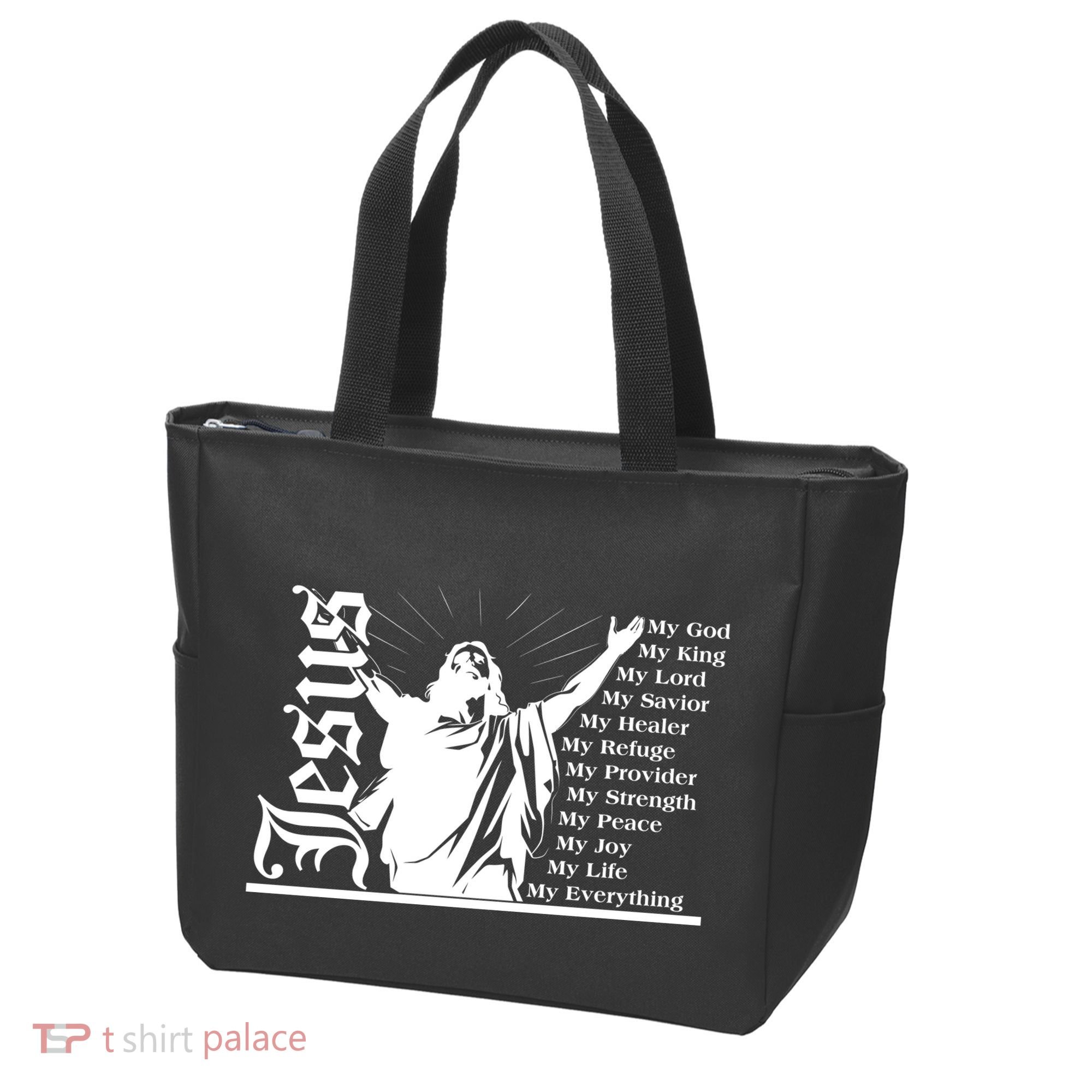Jesus Christ My God King Lord Savior Strength Prayer Tote Bag