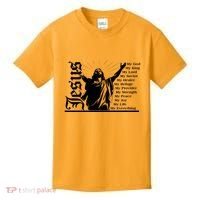 Jesus Christ My God King Lord Savior Strength Prayer Kids T-Shirt thumb 0