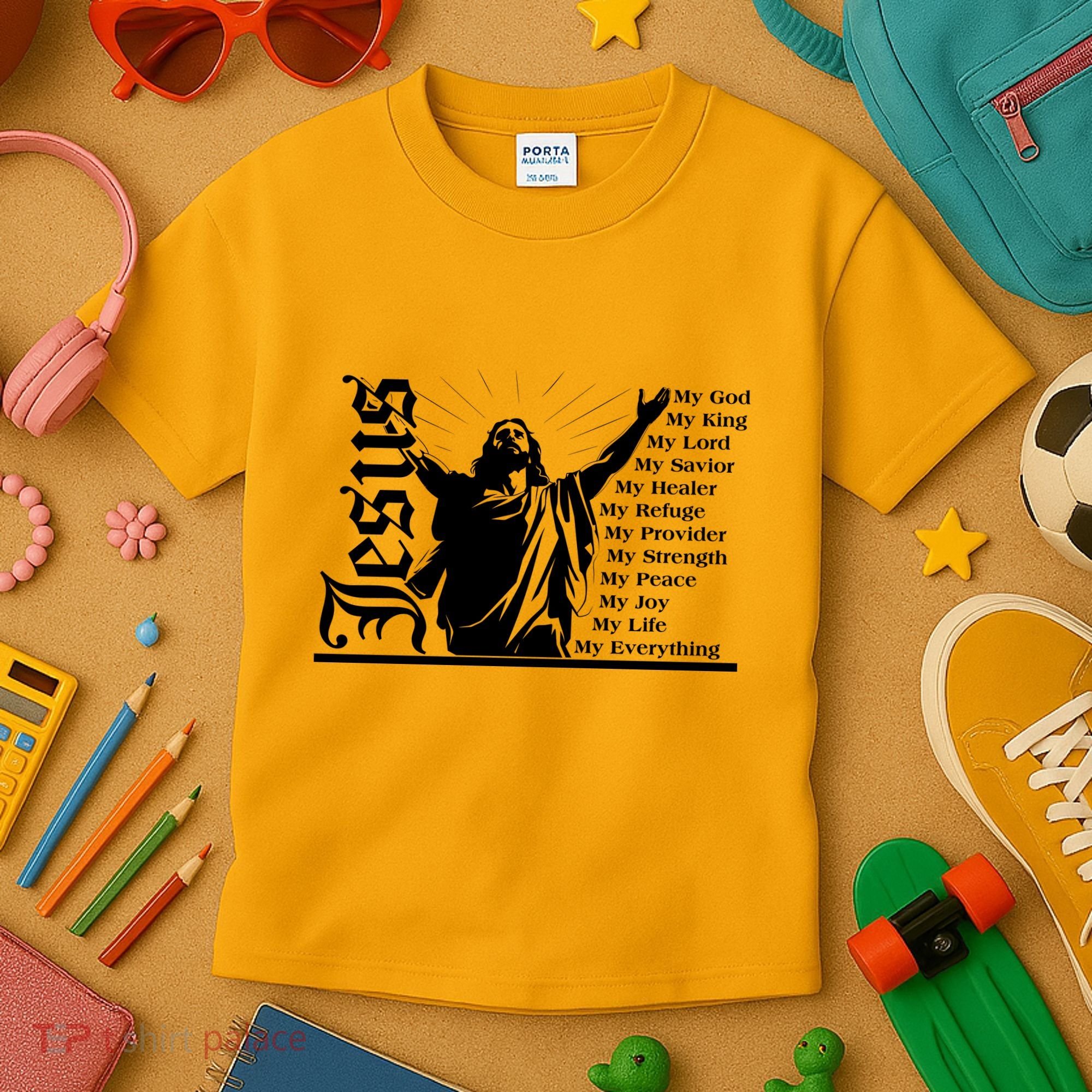 Jesus Christ My God King Lord Savior Strength Prayer Kids T-Shirt