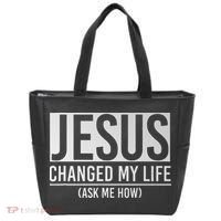 Jesus Changed My Life Ask Me How Jesus Tote Bag thumb 0