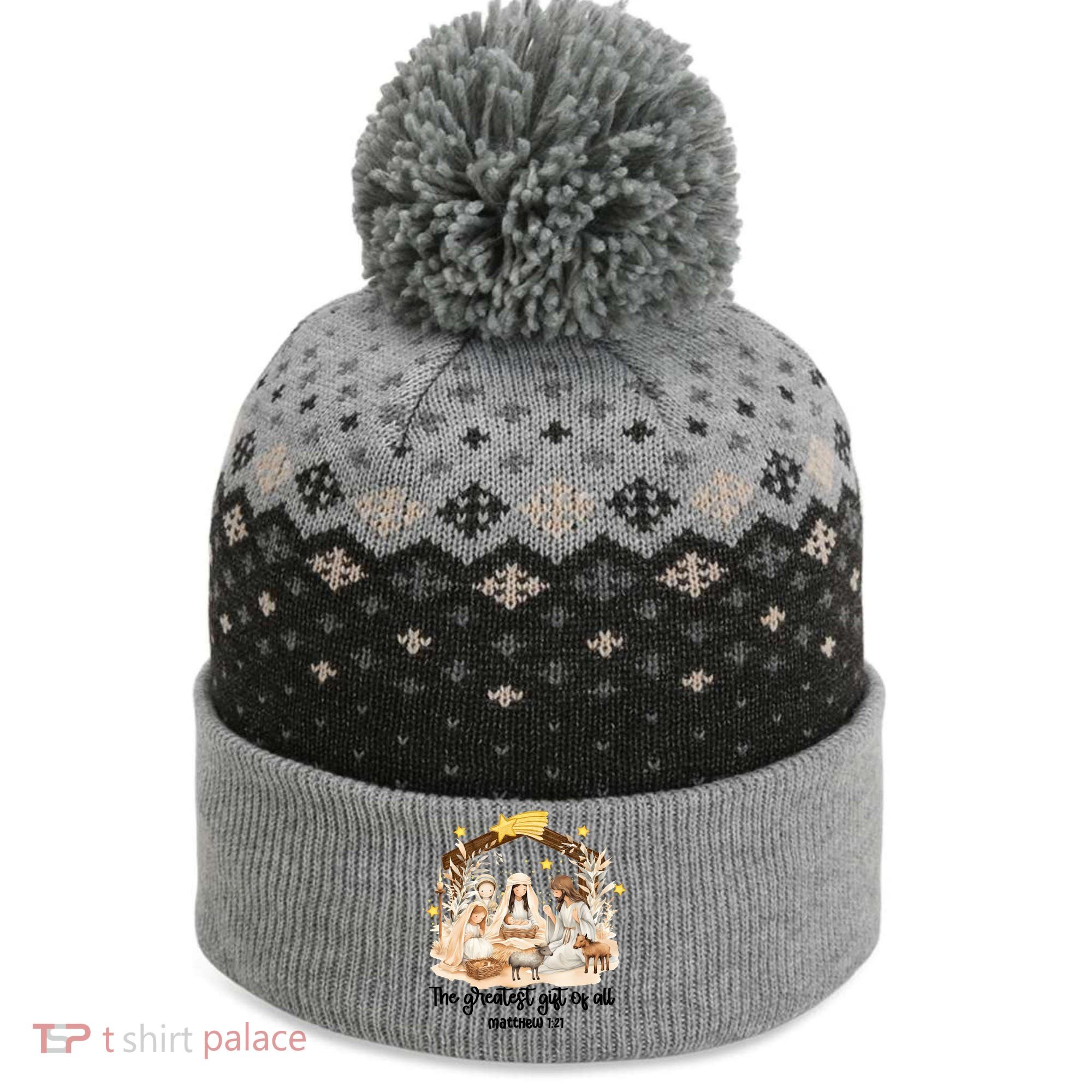 Jesus Christmas Nativity Scene The Baniff Cuffed Pom Beanie