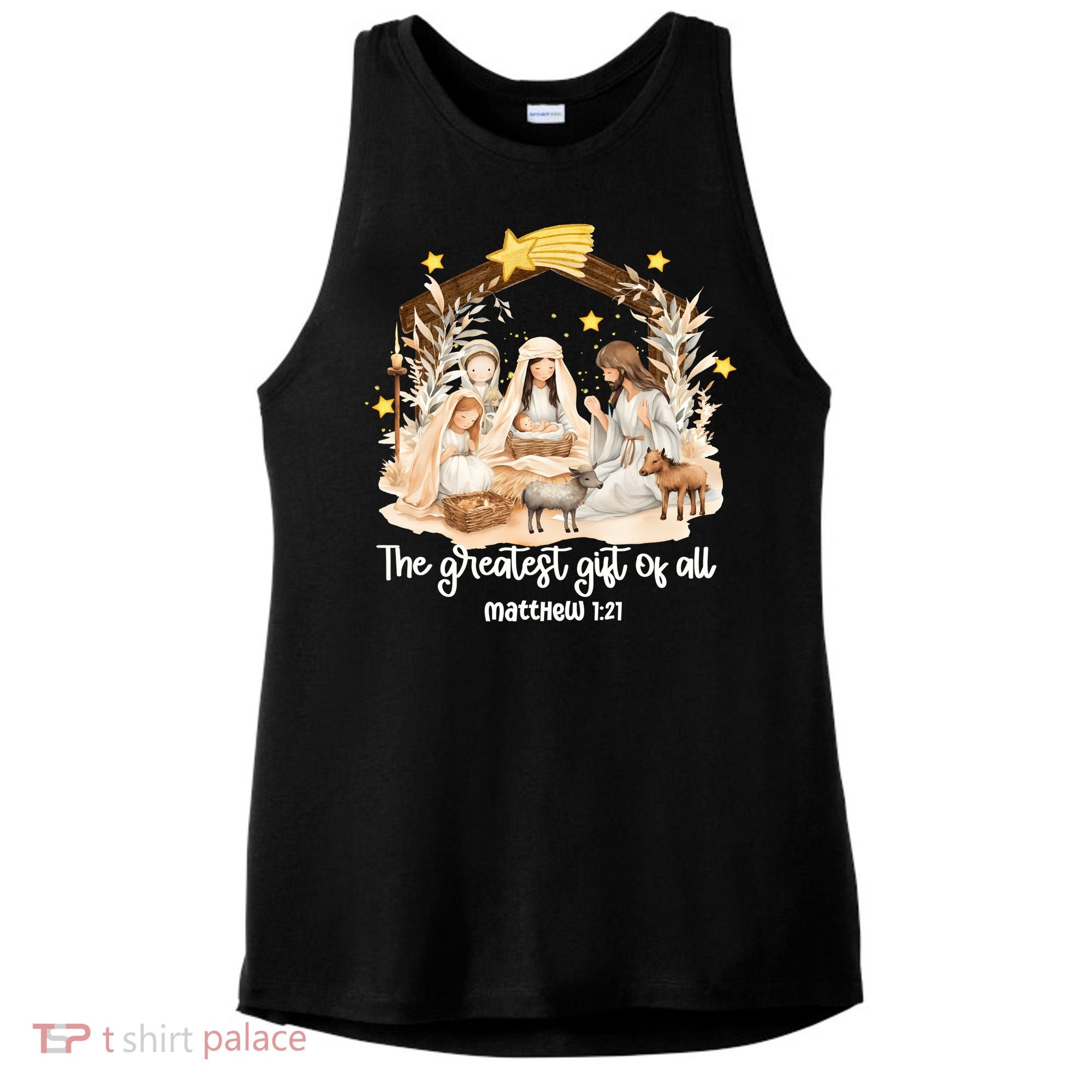 Jesus Christmas Nativity Scene Ladies PosiCharge Tri-Blend Wicking Tank