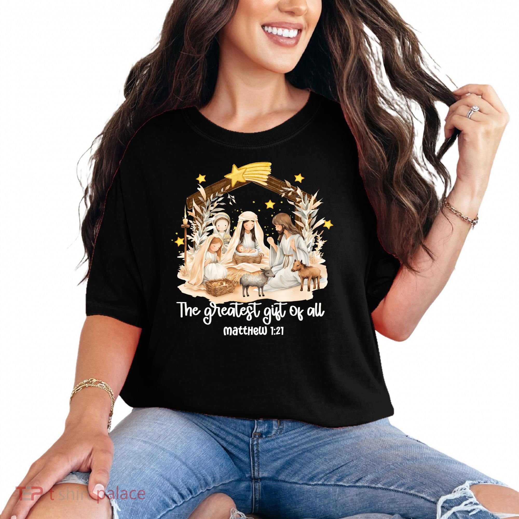 Jesus Christmas Nativity Scene Comfort Colors T-Shirt