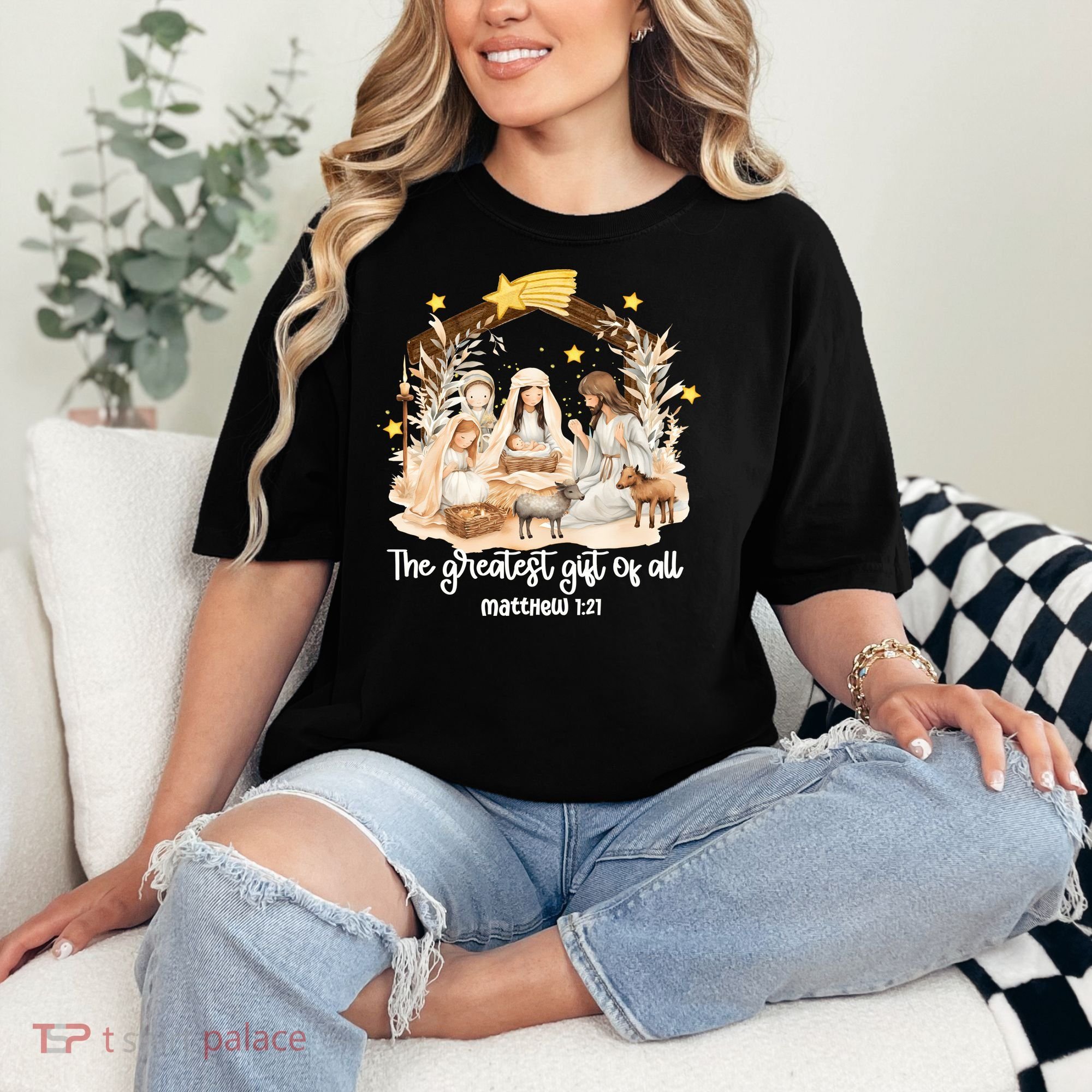 Jesus Christmas Nativity Scene Comfort Colors T-Shirt