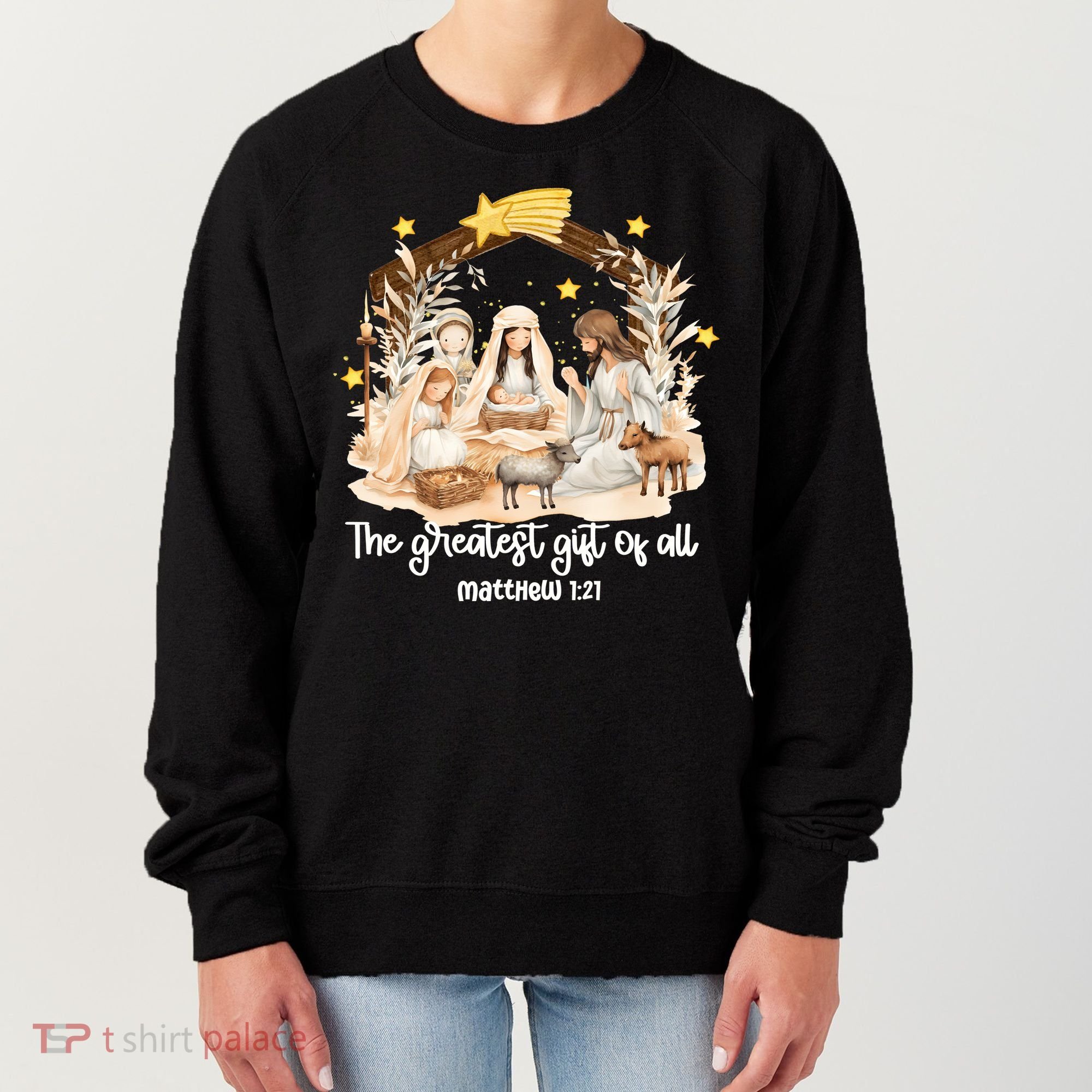 Jesus Christmas Nativity Scene Women's Sweatshirt