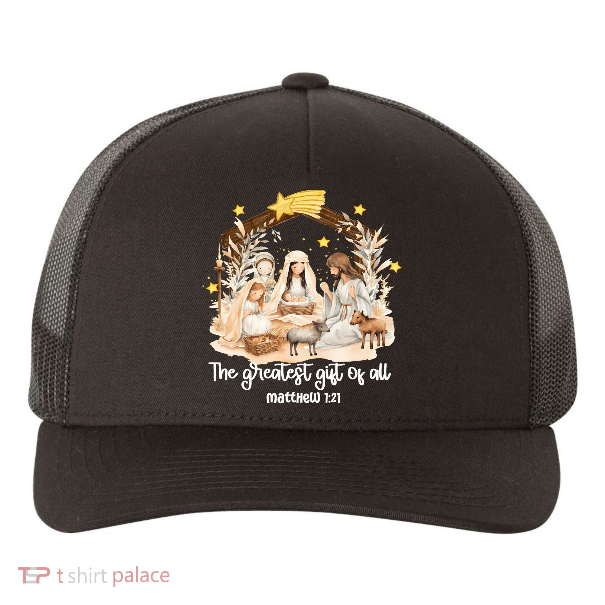 Jesus Christmas Nativity Scene Yupoong Adult 5-Panel Trucker Hat