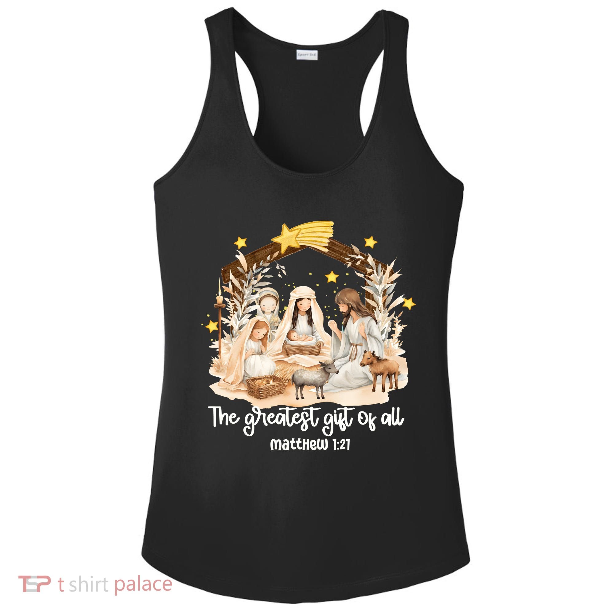 Jesus Christmas Nativity Scene Ladies PosiCharge Competitor Racerback Tank
