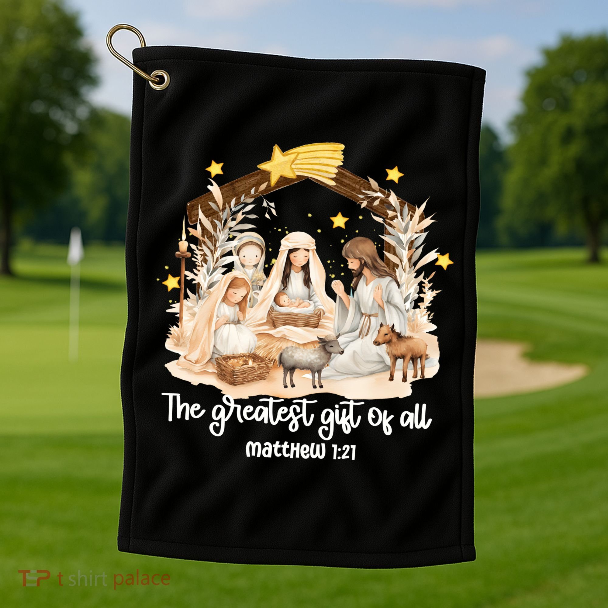 Jesus Christmas Nativity Scene Golf Towel