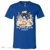 Jesus Christmas Nativity Scene V-Neck T-Shirt thumb 0