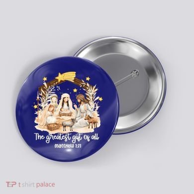 Jesus Christmas Nativity Scene Button