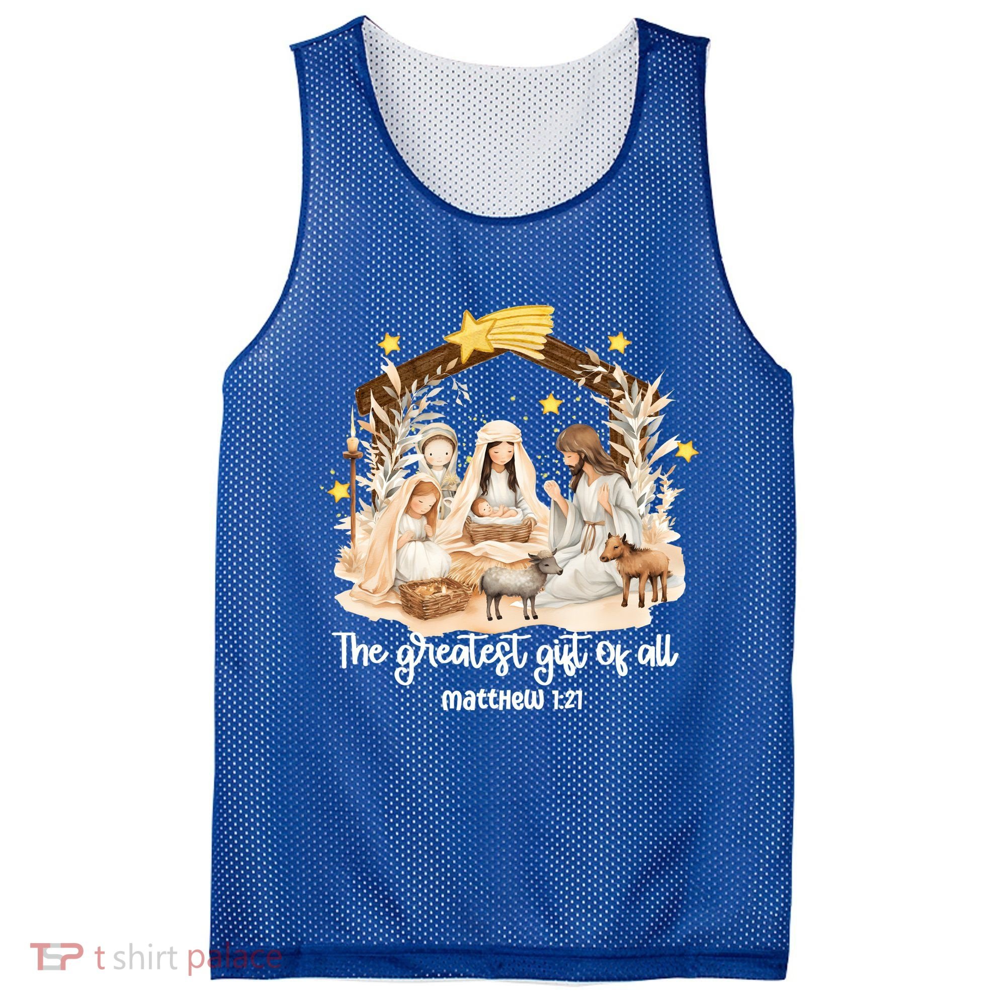 Jesus Christmas Nativity Scene Mesh Reversible Basketball Jersey Tank