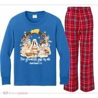 Jesus Christmas Nativity Scene Kids Long Sleeve Plaid Pajama Set thumb 0