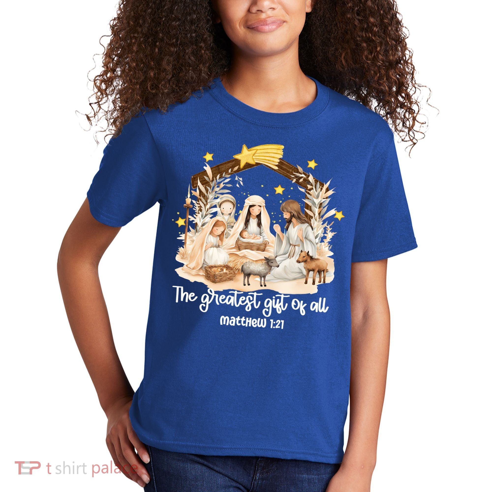 Jesus Christmas Nativity Scene Kids T-Shirt
