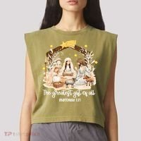 Jesus Christmas Nativity Scene Garment-Dyed Women's Muscle Tee thumb 2
