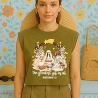 Jesus Christmas Nativity Scene Garment-Dyed Women's Muscle Tee thumb 4