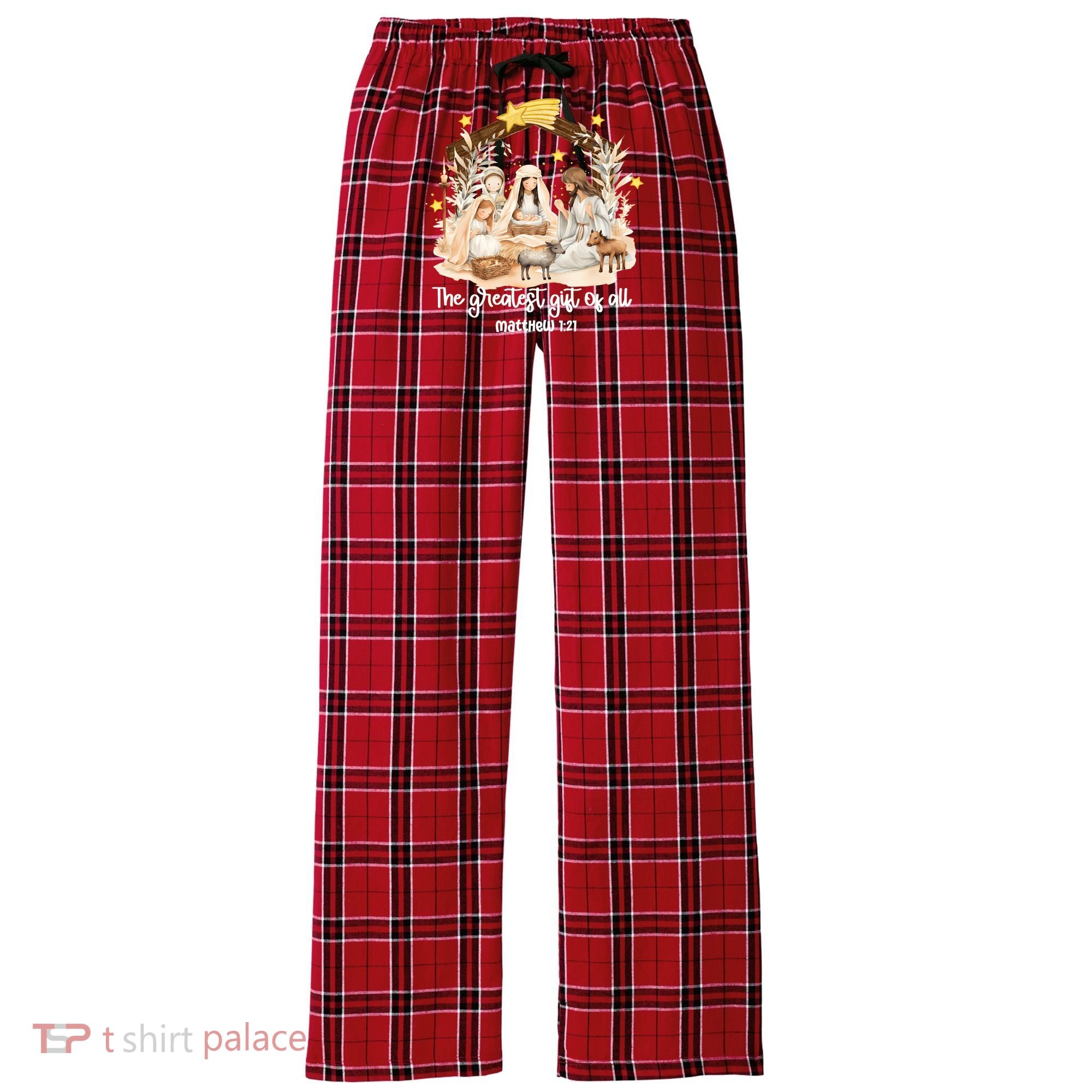 Jesus Christmas Nativity Scene Women's Flannel Plaid Pajama Pants
