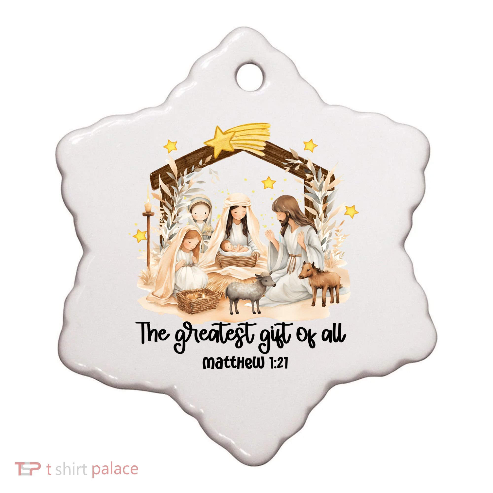 Jesus Christmas Nativity Scene Ceramic Ornament