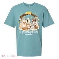 Jesus Christmas Nativity Scene Sueded Cloud Jersey T-Shirt thumb 0