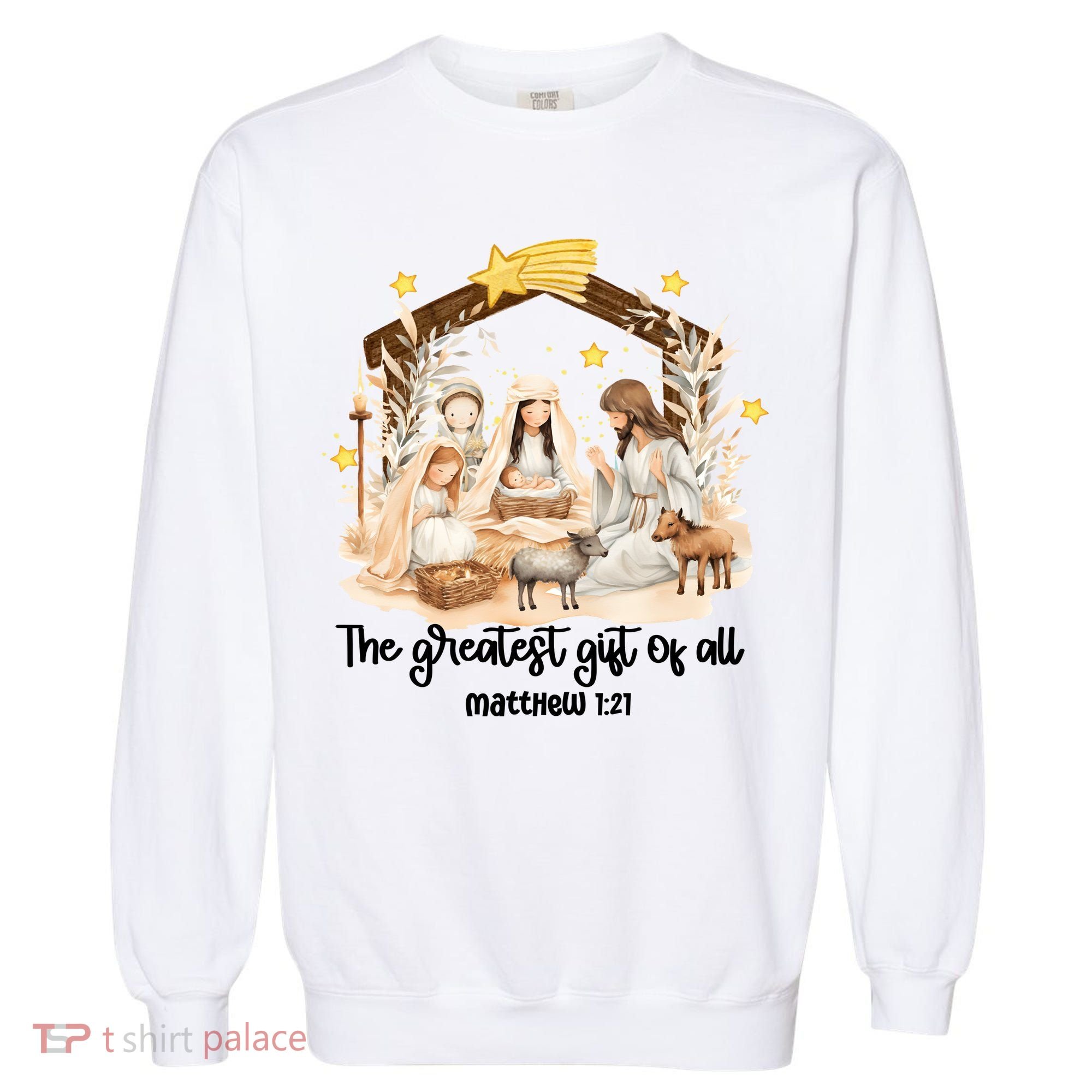 Jesus Christmas Nativity Scene Garment-Dyed Sweatshirt