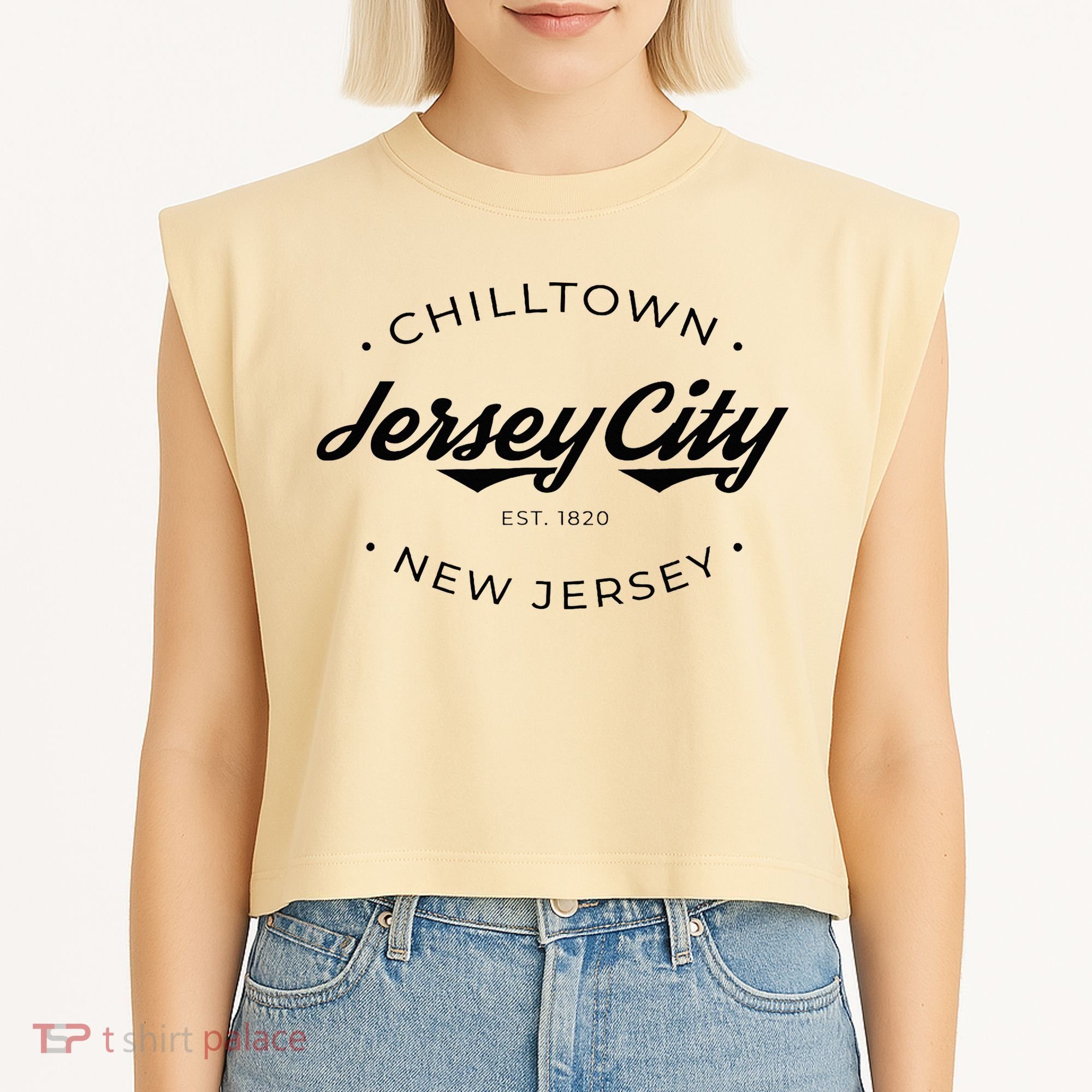 Jersey City New Jersey Chilltown Garment-Dyed Women's Muscle Tee
