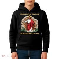 Jesus Coming Out Of My Cave And Ive Been Doing Just Fine Kids Hoodie thumb 4
