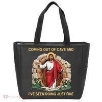 Jesus Coming Out Of My Cave And Ive Been Doing Just Fine Tote Bag thumb 0