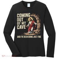 Jesus Coming Out Of My Cave And Ive Been Doing Just Fine Women's Long Sleeve Shirt thumb 0