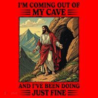 Jesus Coming Out Of My Cave And Ive Been Doing Just Fine Santa Hat thumb 1