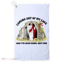 Jesus Coming Out Of My Cave And I’ve Been Doing Just Fine  Golf Towel thumb 0