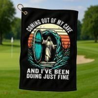 Jesus Coming Out Of My Cave And Ive Been Doing Just Fine Golf Towel thumb 1