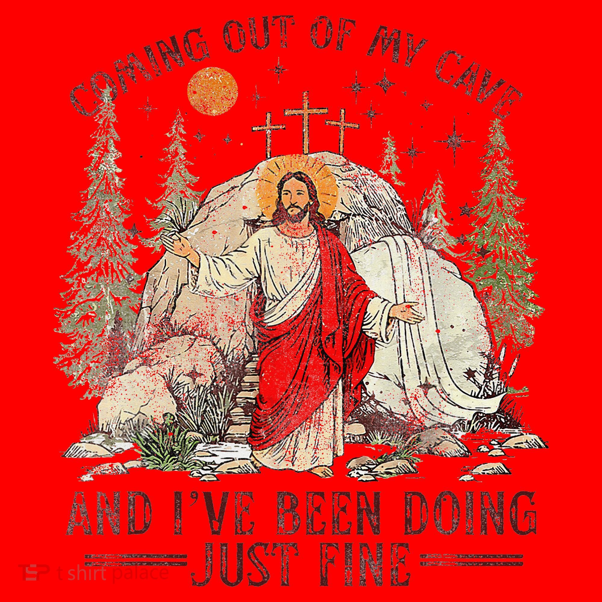 Jesus Coming Out Of My Cave And Ive Been Doing Just Fine Santa Hat