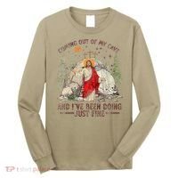 Jesus Coming Out Of My Cave And Ive Been Doing Just Fine Long Sleeve Shirt thumb 0
