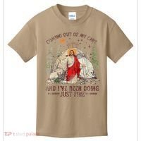 Jesus Coming Out Of My Cave And Ive Been Doing Just Fine Kids T-Shirt thumb 0