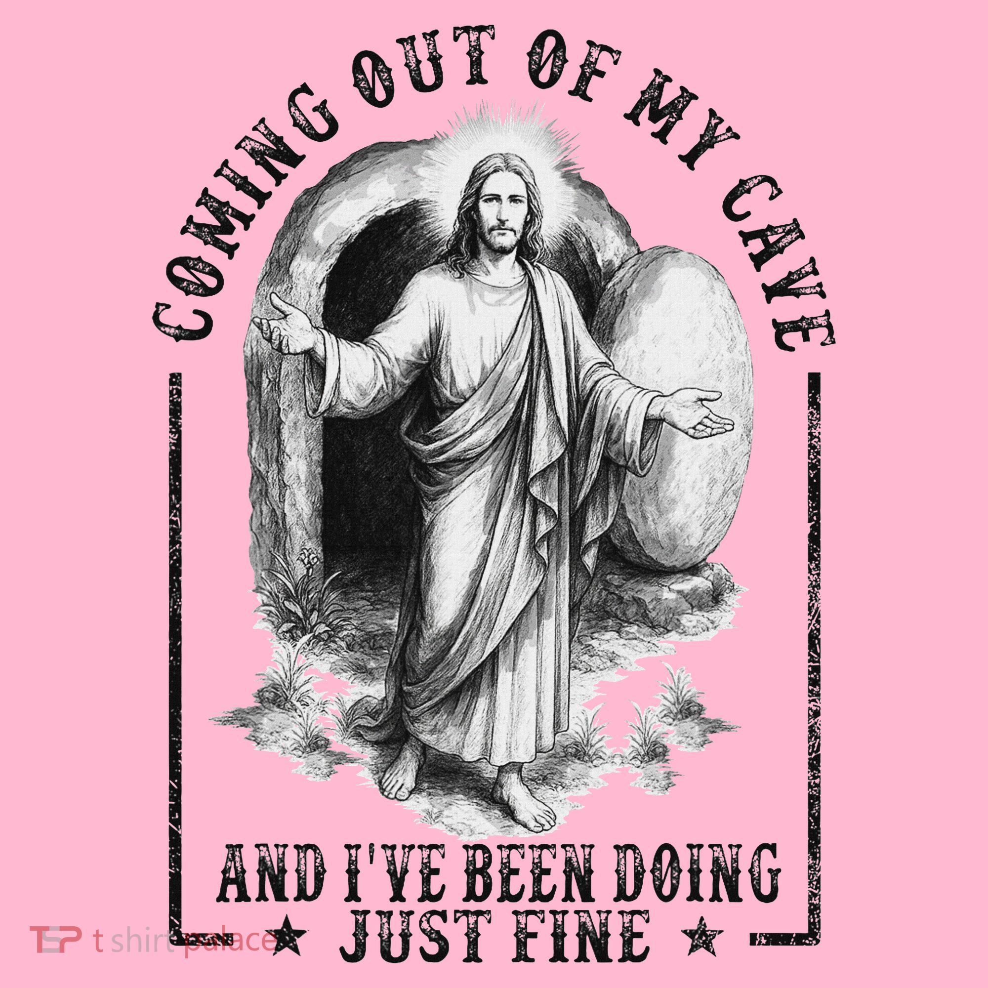 Jesus Coming Out Of My Cave And I've Been Doing Just Fine Coaster