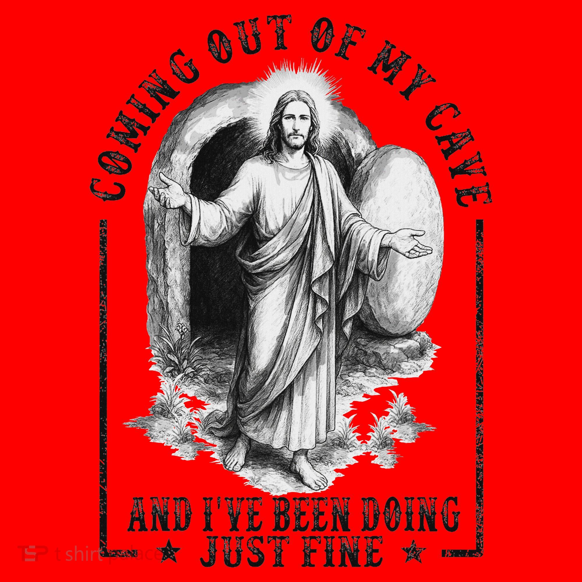 Jesus Coming Out Of My Cave And I've Been Doing Just Fine Santa Hat