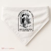 Jesus Coming Out Of My Cave And I've Been Doing Just Fine USA-Made Doggie Bandana thumb 0
