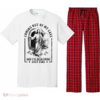 Jesus Coming Out Of My Cave And I've Been Doing Just Fine Pajama Set thumb 0