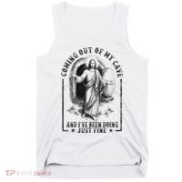 Jesus Coming Out Of My Cave And I've Been Doing Just Fine Tank Top thumb 0