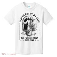 Jesus Coming Out Of My Cave And I've Been Doing Just Fine Kids T-Shirt thumb 0