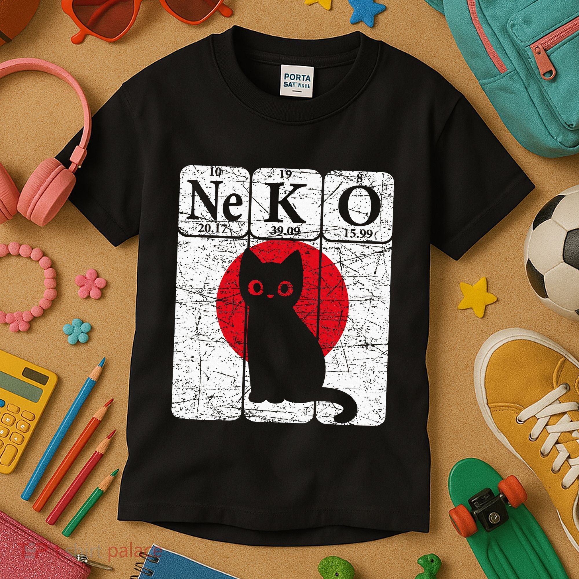 Japanese Cat Periodic Table Elements Kawaii Neko Japanese Kids T-Shirt