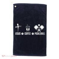 Jesus Coffee Pickleball Funny Christian Pickleball Lovers Golf Towel thumb 0