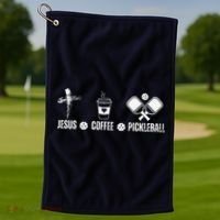Jesus Coffee Pickleball Funny Christian Pickleball Lovers Golf Towel thumb 1