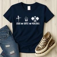 Jesus Coffee Pickleball Funny Christian Pickleball Lovers Women's T-Shirt thumb 3