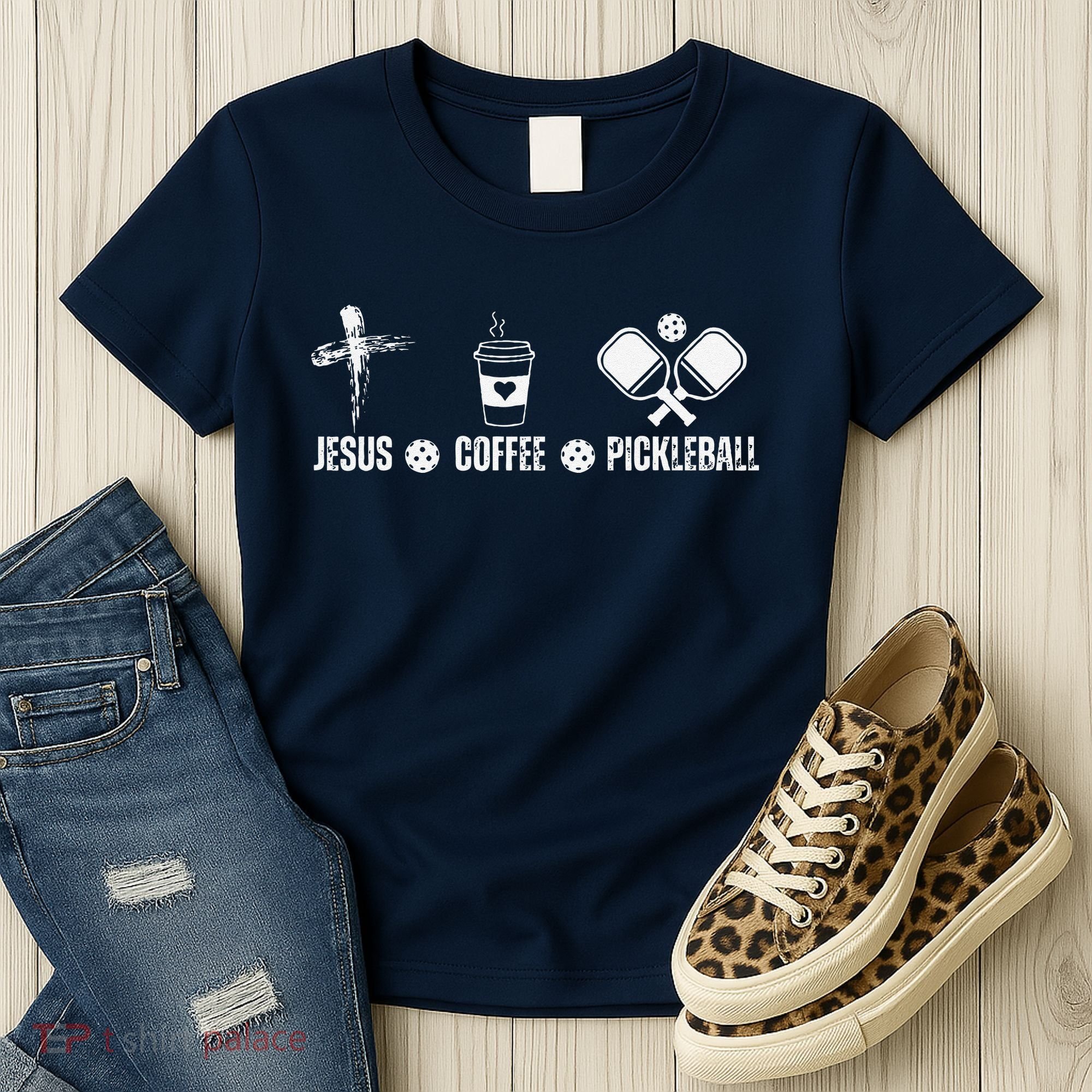 Jesus Coffee Pickleball Funny Christian Pickleball Lovers Women's T-Shirt